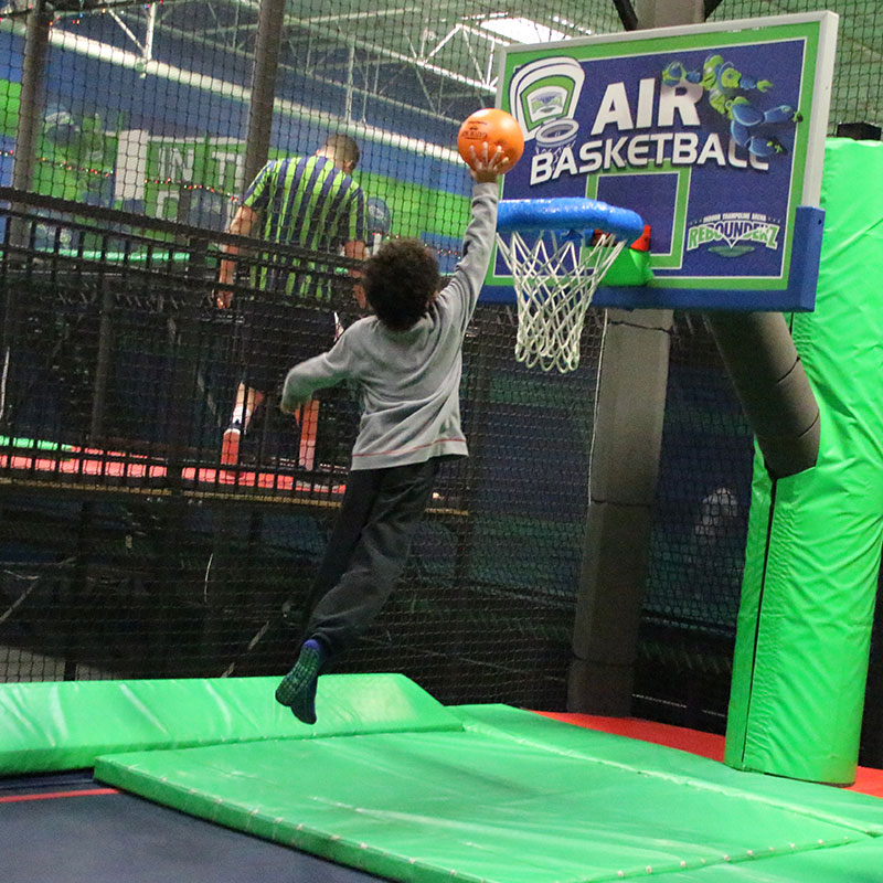Trampoline Basketball Slam at Rebounderz Family Fun Center
